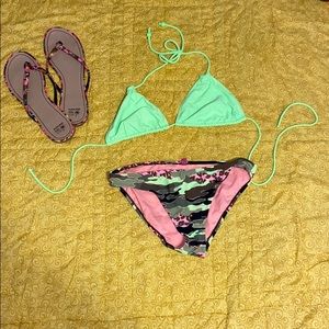 Lime green and pink Camo BIKINI